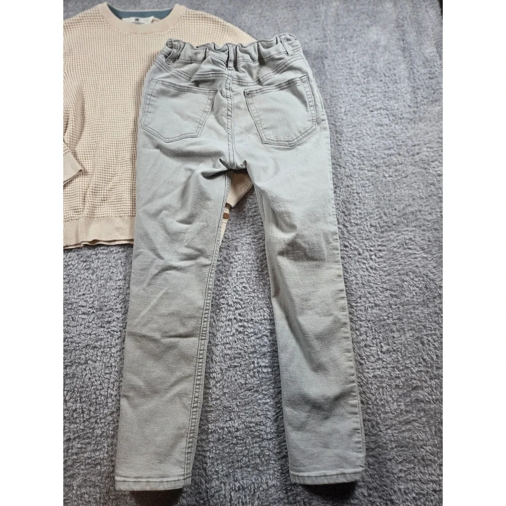 HM Boys Cream Waffle‎ Knit Sweater and Gray Skinny Jeans Set Size 8-10Y